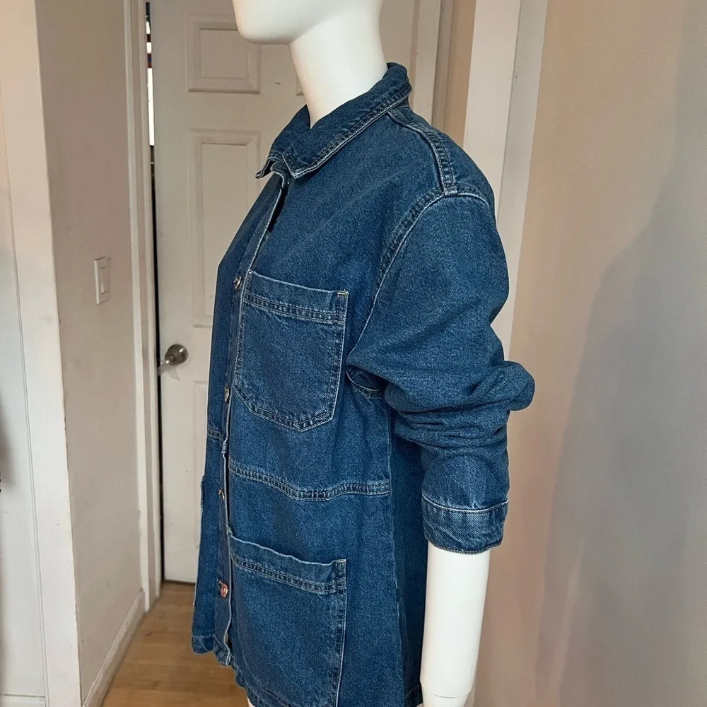 De Facto Denim Jeans Long Sleeve Jacket Dark Blue Navy Large With Pockets - Picture 3 of 11